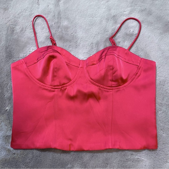 NWT Jason Wu Satin Bustier Corset Top Tank Zipper Pink Red Structured Sleeveless - Picture 6 of 11